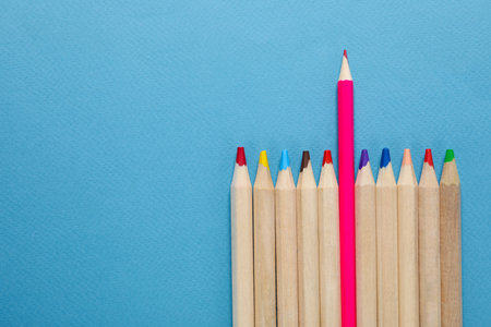 Concept of supplies for drawing - Colorful pencilsの写真素材