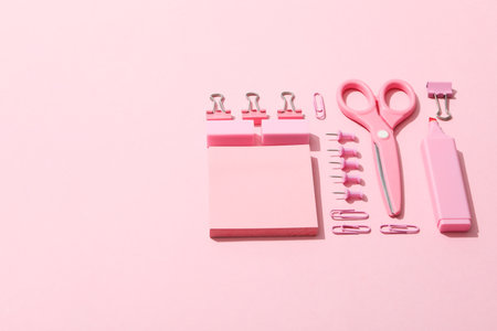 Concept of different stationery accessories, stationery accessories for office workの写真素材