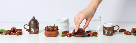 Concept of sweet and tasty food, datesの写真素材