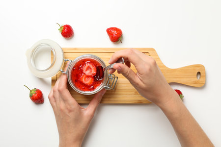 Delicious and sweet dessert - Panna Cotta, top viewの写真素材