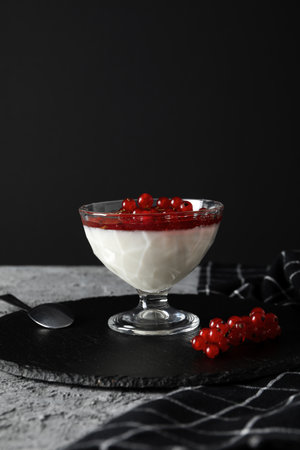 Delicious and sweet dessert - Panna Cotta, composition for tasty dessert conceptの写真素材