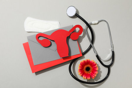 Women's health and women's healthcare concept with uterusの写真素材