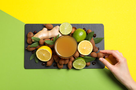 Fresh sweet drink - tamarind juice, tasty drink for refreshingの写真素材