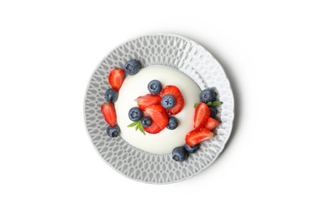 Delicious dessert - Panna Cotta, isolated on white backgroundの写真素材