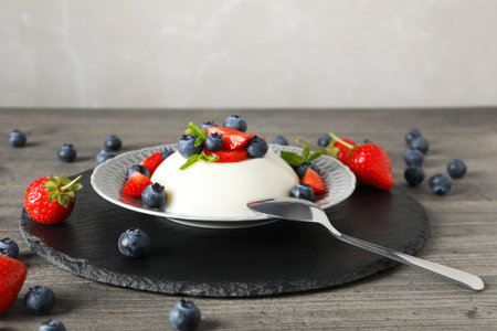 Delicious and sweet dessert - Panna Cotta, composition for tasty dessert conceptの写真素材