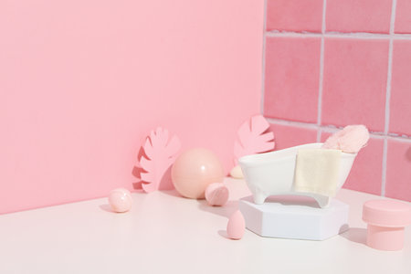 Concept of cosmetic and beauty care, space for textの写真素材