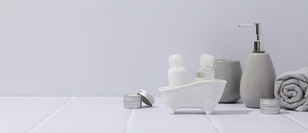 Concept of cosmetic and beauty care, space for textの写真素材