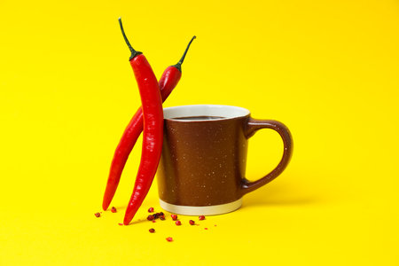 Delicious gourmet drink - hot chocolate with pepperの写真素材