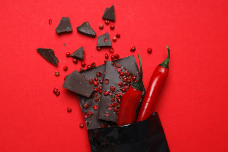 Delicious gourmet food - tasty chocolate with pepperの写真素材