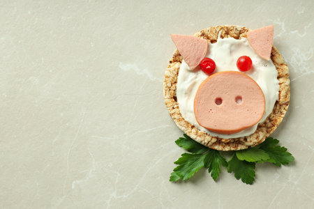 Toast with crispbread, toast for kid for schoolの写真素材