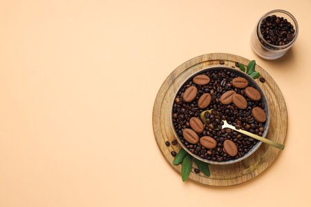 Concept of tasty snack for hot drink - cookies in the shape of coffee seedsの写真素材