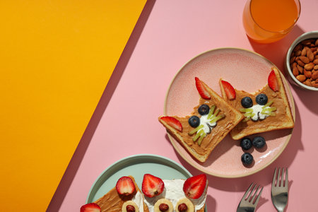 Tasty breakfast or lunch for kid - toast, food that the child can take with himの写真素材