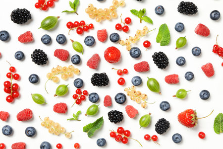 Concept of fresh food, berries, top viewの写真素材