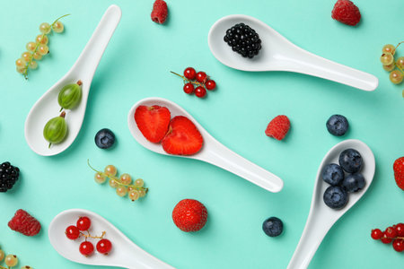 Concept of fresh food, berries, top view