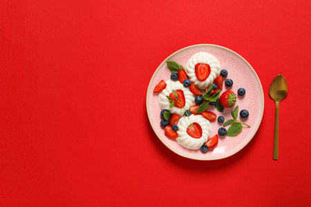 Delicious dessert - Panna Cotta, space for textの写真素材