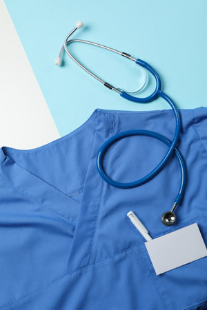 Medicine uniform - healthcare, Medical Workers Day, top viewの写真素材