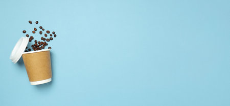 Blank paper cup, composition for delivery and take away concept, space for textの写真素材