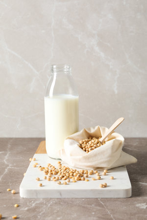 Soy milk and soy, composition for healthy food conceptの写真素材