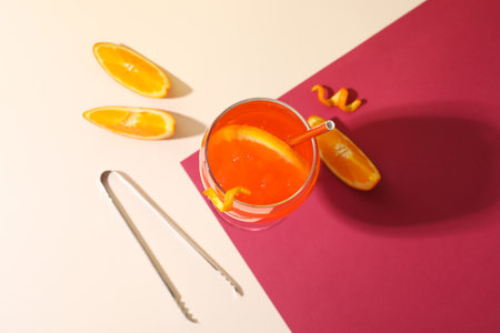 Concept of tasty alcohol drink, Aperol Spritzの写真素材