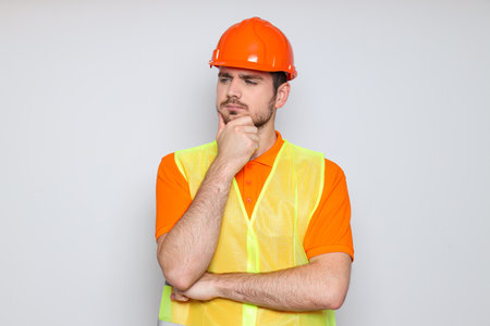 Young man civil engineer in safety hatの写真素材