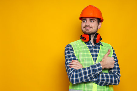 Young man civil engineer in safety hat