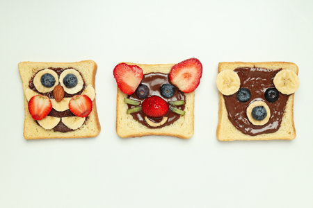 Tasty breakfast or lunch for kid - toast, food that the child can take with himの写真素材