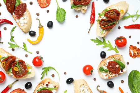 Sandwich with sun-dried tomato - tasty snack conceptの写真素材