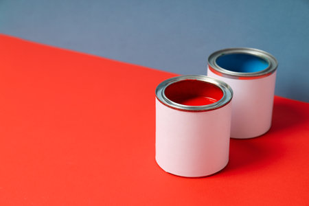 Tools for art and repair - paint, space for textの写真素材