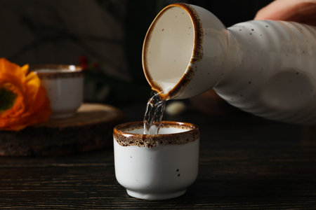 Traditional Japanese alcoholic drink - Sake, traditional asian drinks concept