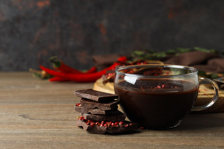 Delicious food - chocolate with pepper and hot chocolate with pepperの写真素材