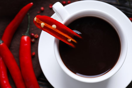 Delicious gourmet drink - hot chocolate with pepper
