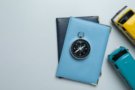 Traveling, adventure and vacation concept with compassの写真素材