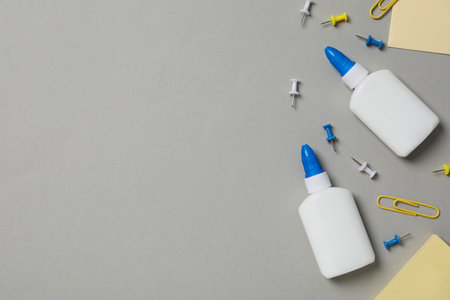 Concept of different office stationery with glueの写真素材