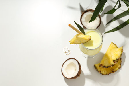 Fresh summer cocktail - Pina colada, fresh summer drink conceptの写真素材
