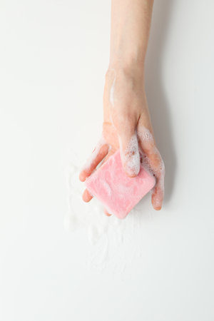 Soap - spa, beauty procedures and skin care concept, top viewの写真素材