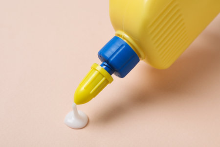 Concept of different office stationery with glue