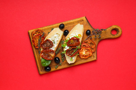 Sandwich with sun-dried tomato - tasty snack conceptの写真素材