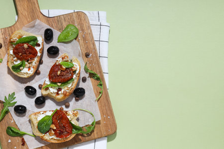 Sandwich with sun-dried tomato - tasty snack conceptの写真素材