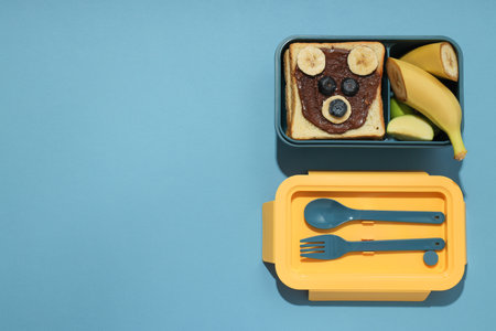 Lunch box for kid, to eat at school, space for text