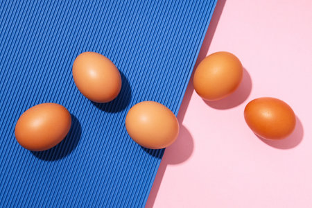 Ingredient for cooking dishes- eggs, top viewの写真素材