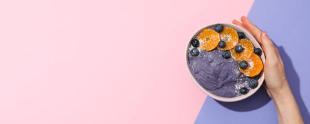 Acai smoothie, concept of tasty healthy breakfastの写真素材