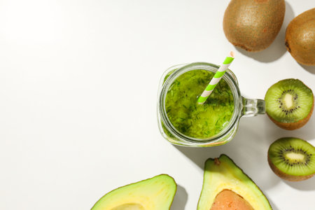 Green detox smoothie, concept of healthy nutrition and healthy lifestyleの写真素材