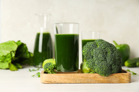 Green detox smoothie, concept of healthy nutrition and healthy lifestyleの写真素材