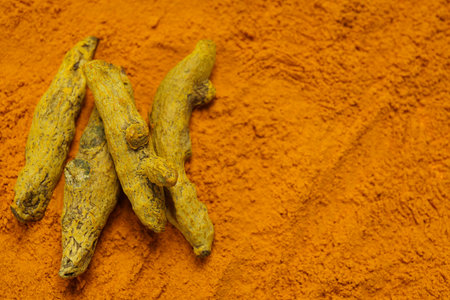 Fragrant seasoning - turmeric, one of the main ingredients in Indian curryの写真素材