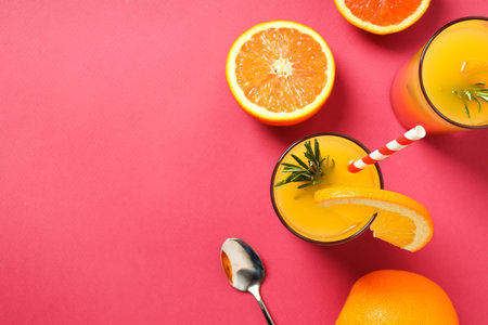Orange cocktail, concept of fresh delicious summer citrus cocktailの写真素材