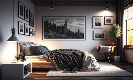 Picture of modern house interior, generative by AIの素材