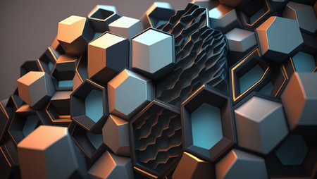 Hexagonal abstract background created with Generative AI technologyの素材