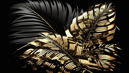 Picture of golden leaves created with Generative AI technologyの素材