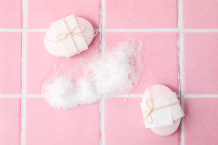 Soap - spa, beauty procedures and skin care concept, top viewの写真素材