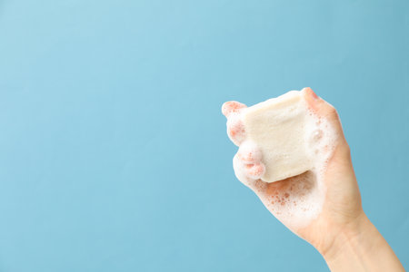 Soap - spa, beauty procedures and skin care concept, space for textの写真素材